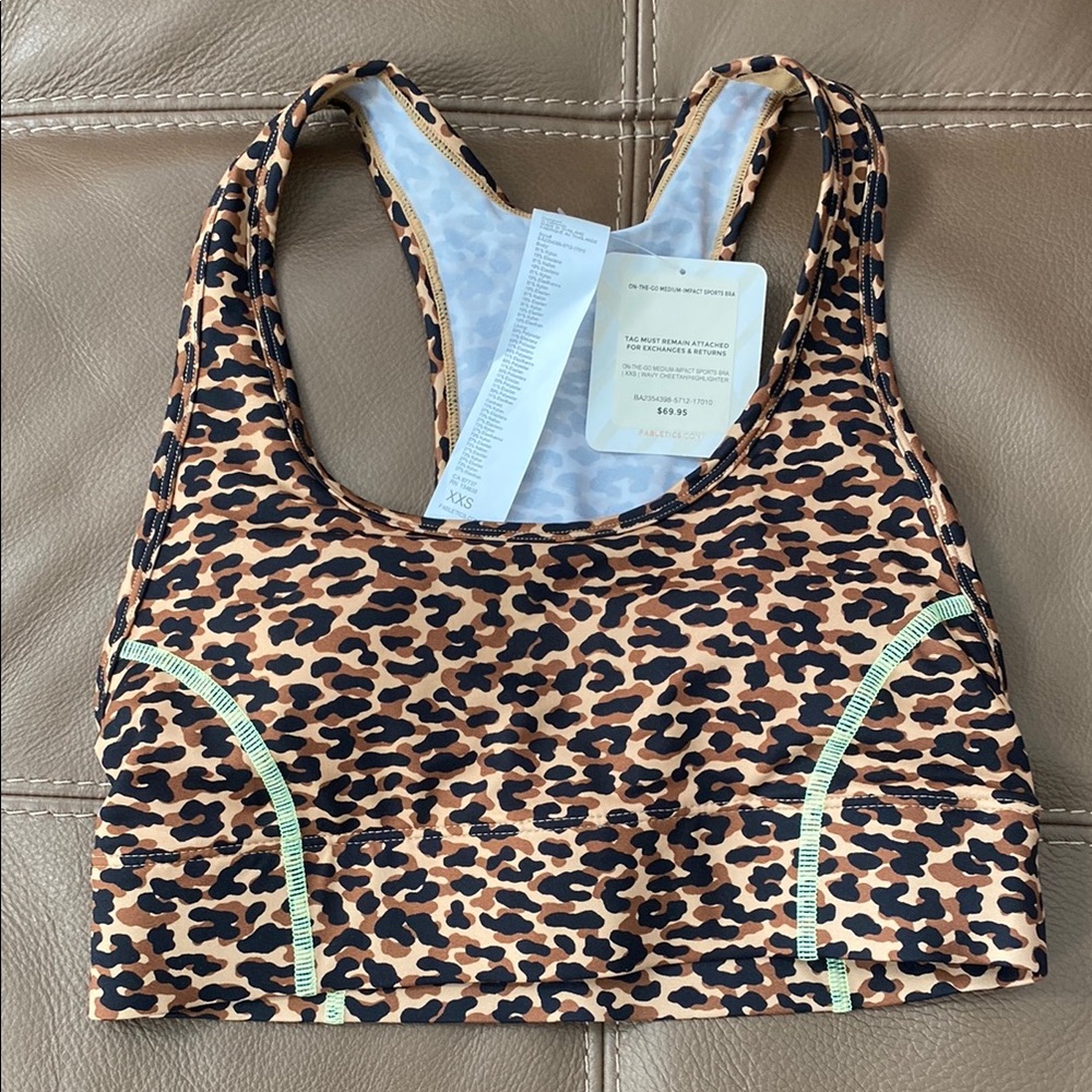 Fabletics Leopard Print Sports Bra XXS